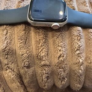 Apple Smartwatch with Black Strap and Silver Frame